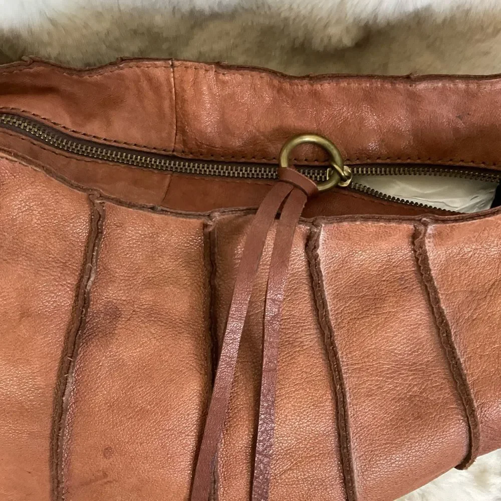 Lucky Brand Brown Canteena Fringe Leather Hobo Shoulder Bag